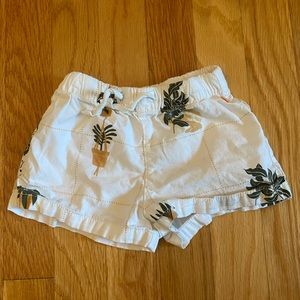 Cream Plant-Print Girls' Shorts